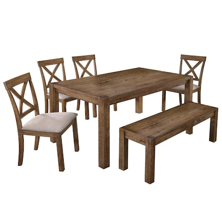Best Master Furniture Janet Driftwood Transitional Dining Set - 6 Piece Janet 6PC Dining Set